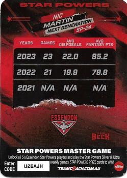 2024 AFL TeamCoach - Star Powers Silver #SP-24 Nic Martin Back